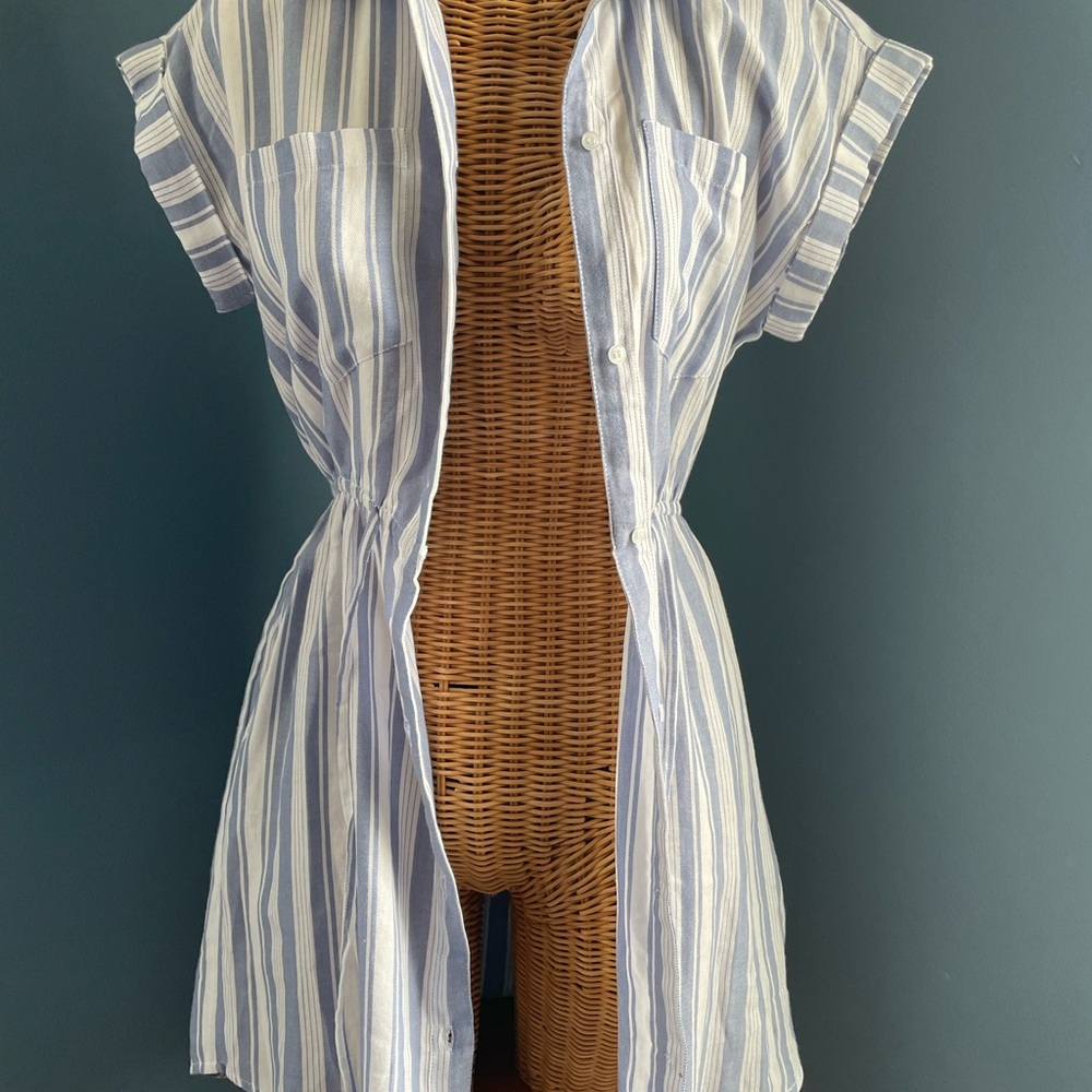 Japna Blue White Stripe Summer Dress 100% Cotton - Picture 2 of 9